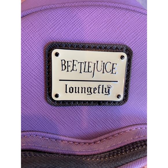 NWT Loungefly Beetlejuice Adam & Barbara Purple Mini Backpack Exclusive Collect - Picture 7 of 11